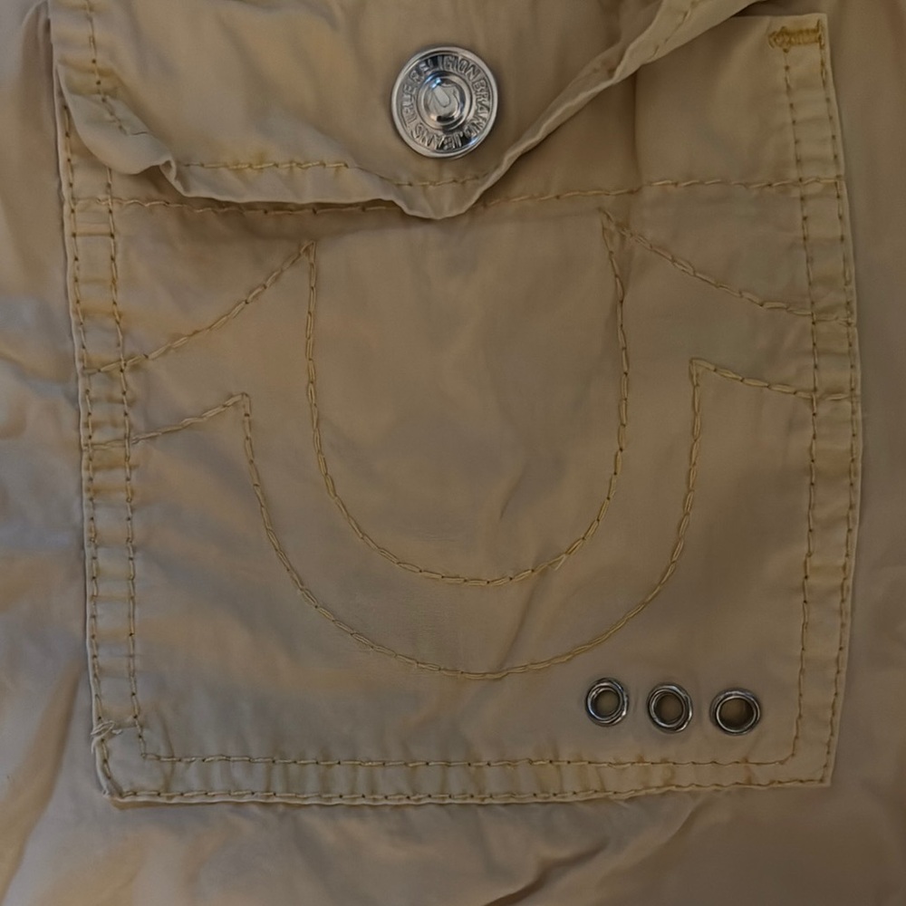 True Religion light yellow Pocket cargo pants
